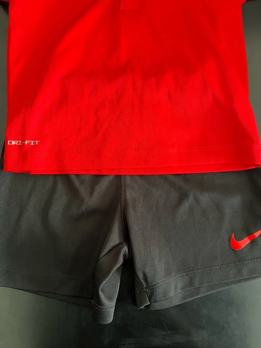 Nike Red Polo Shirt with Black Shorts Set - Picture 3 of 4